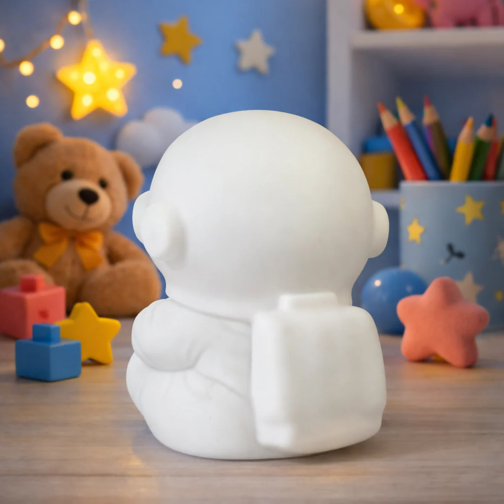 Silver Astronaut Moon LED Night Lamp Kids Bedroom Table Decor Light - Image 4