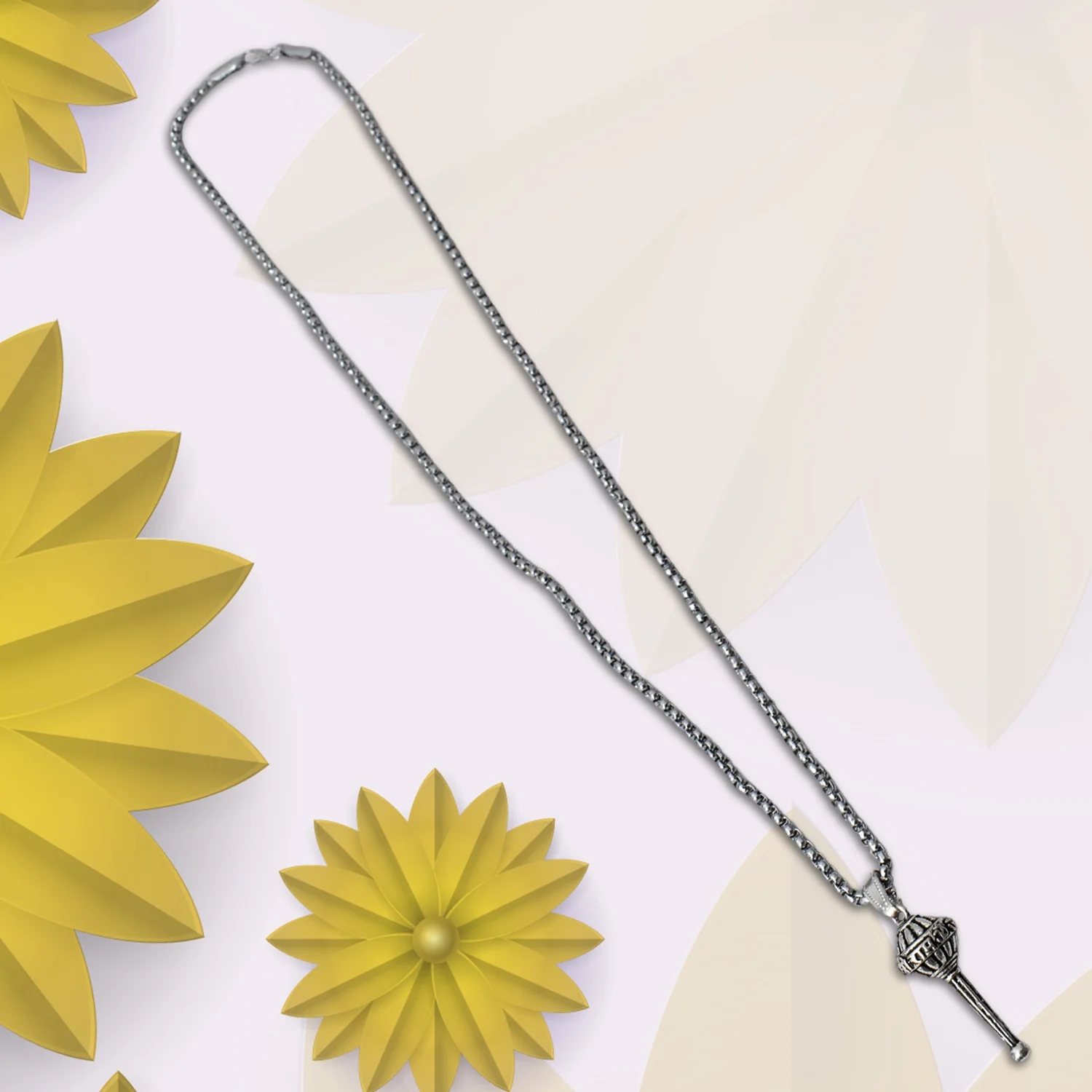 Silver Chain With Gada Pendant / Locket (1 Pc) - Image 6