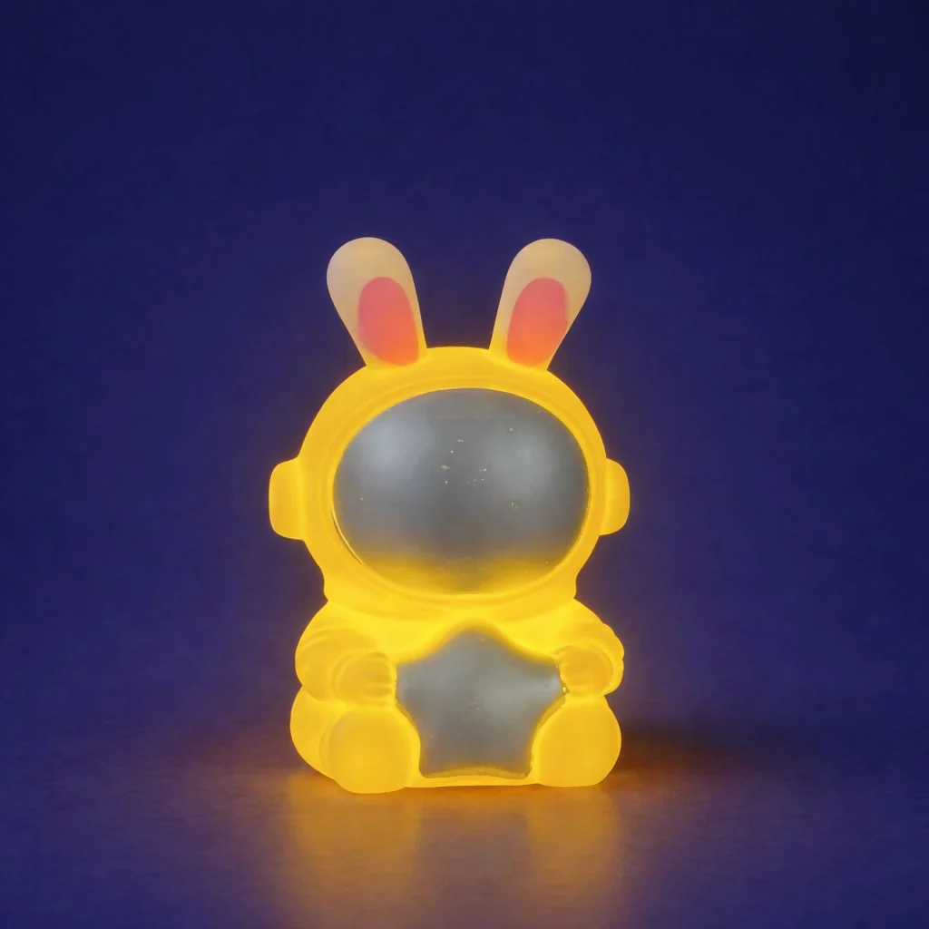 Silver Cute Bunny Astronaut LED Night Lamp for Kids Room & Desk Decor - Image 2