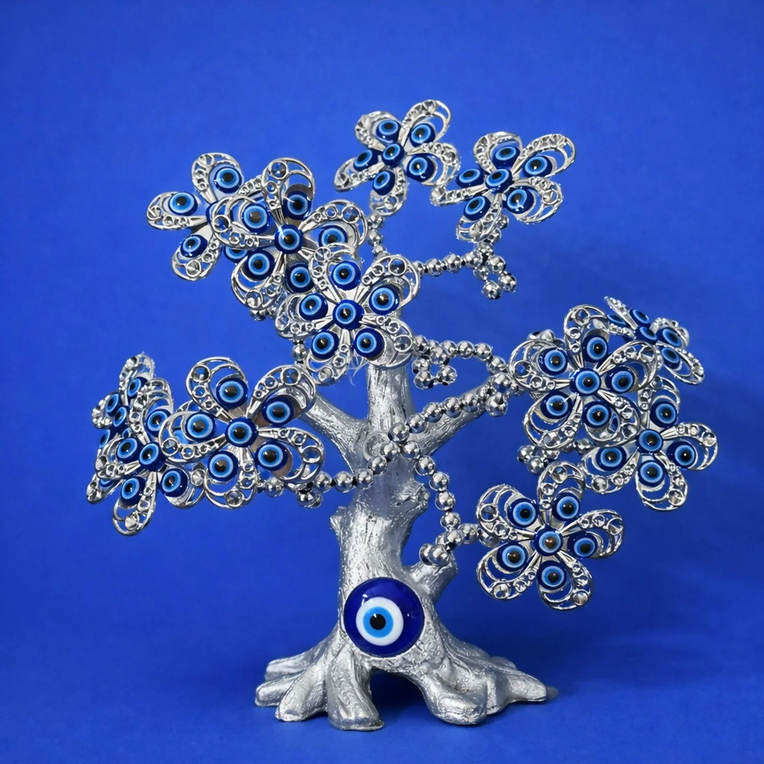 Silver Evil Eye Tree Showpiece for Home Decor, Luck & Protection - Image 3