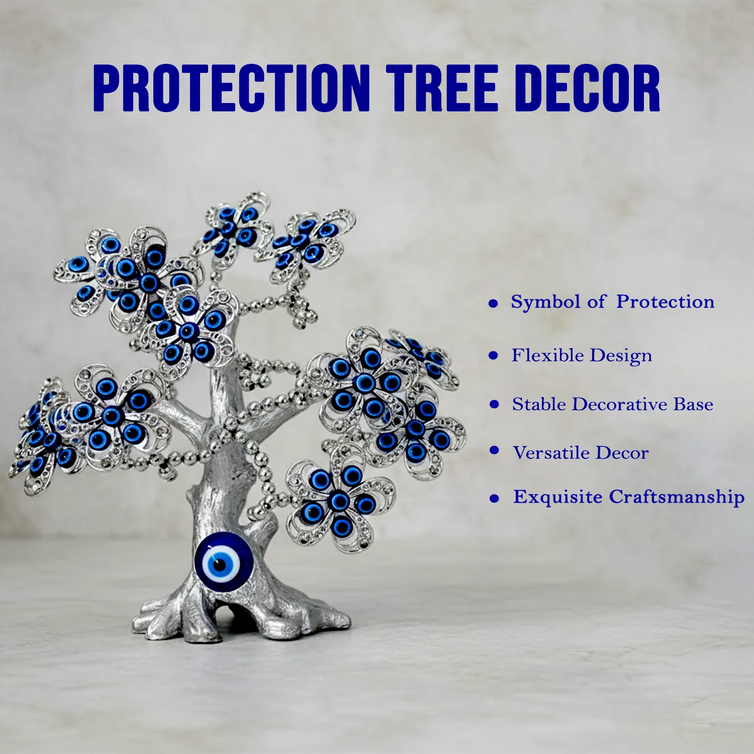 Silver Evil Eye Tree Showpiece for Home Decor, Luck & Protection - Image 4