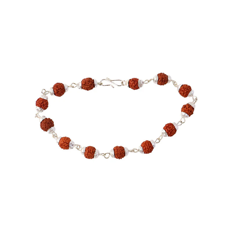 Silver Finish Rudraksha Bead Bracelet for Spiritual Daily Wear - Image 5