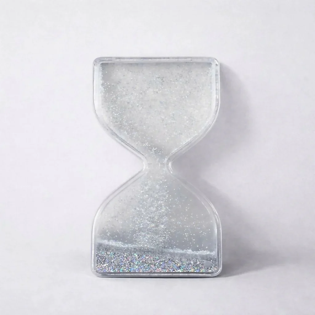 Silver Glitter Liquid Hourglass Timer Desk Toy for Kids & Adults - Image 4