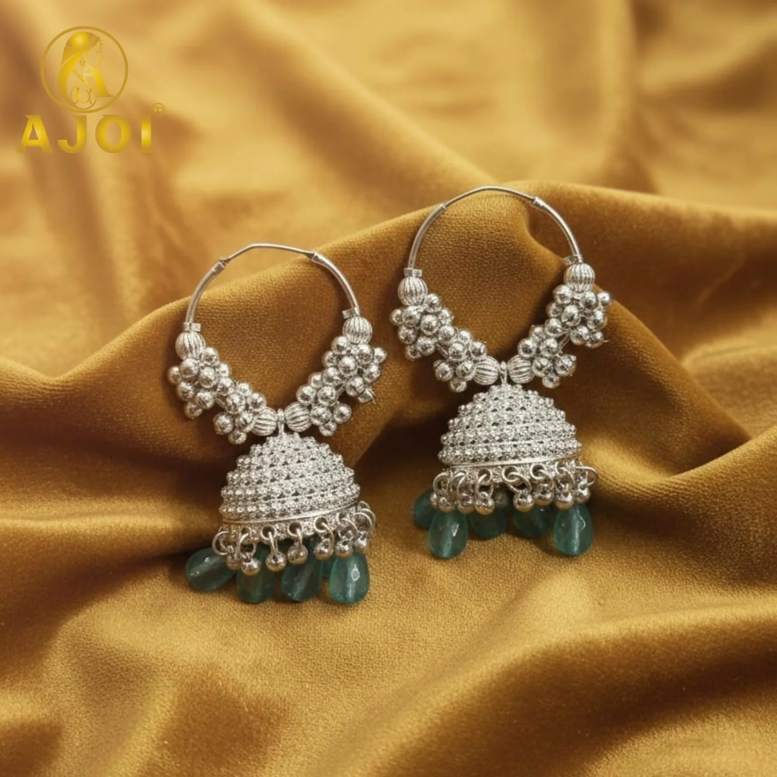 Silver Mint Blue with Teal Drops - Image 3
