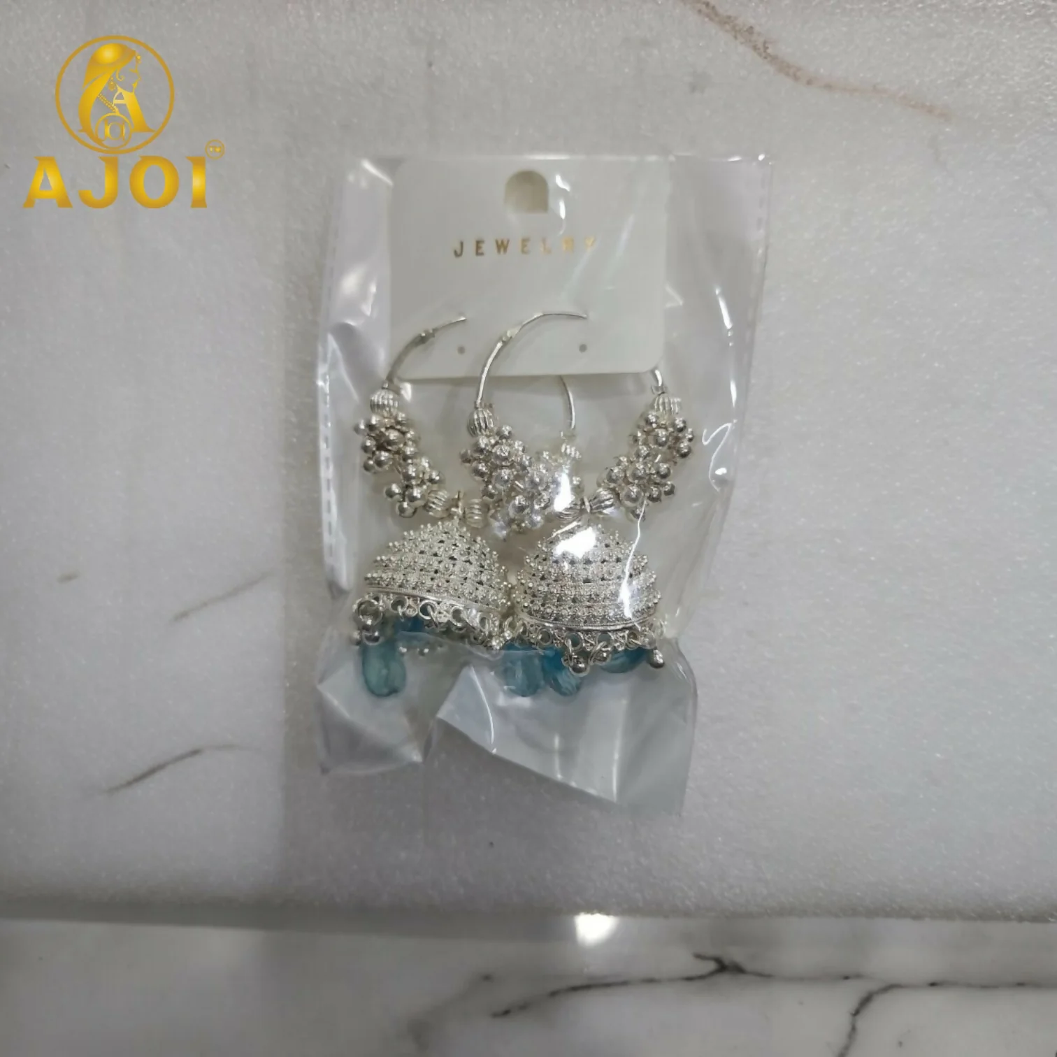 Silver Mint Blue with Teal Drops - Image 5
