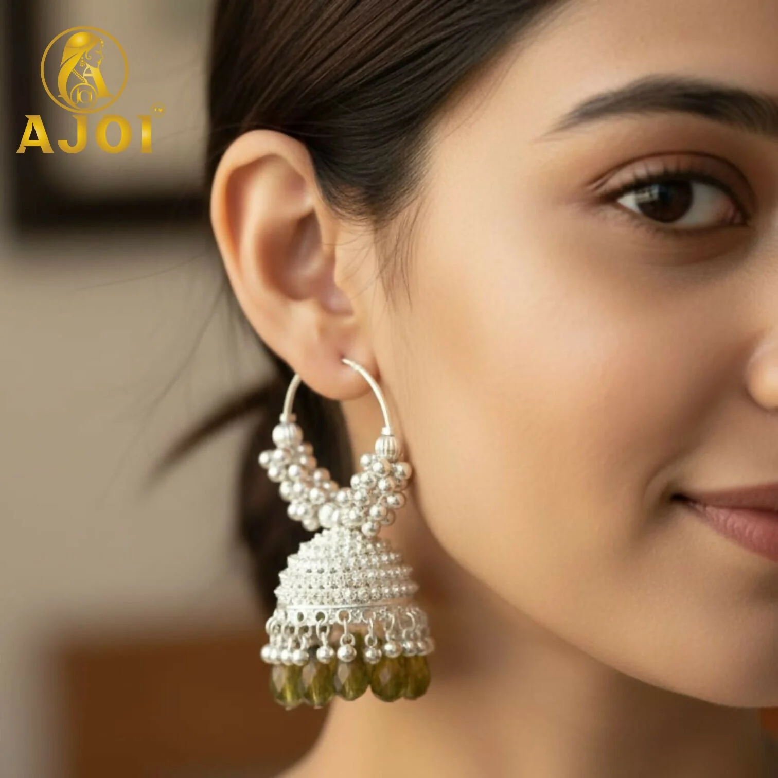 Silver Mint Green with Emerald Drops - Image 2