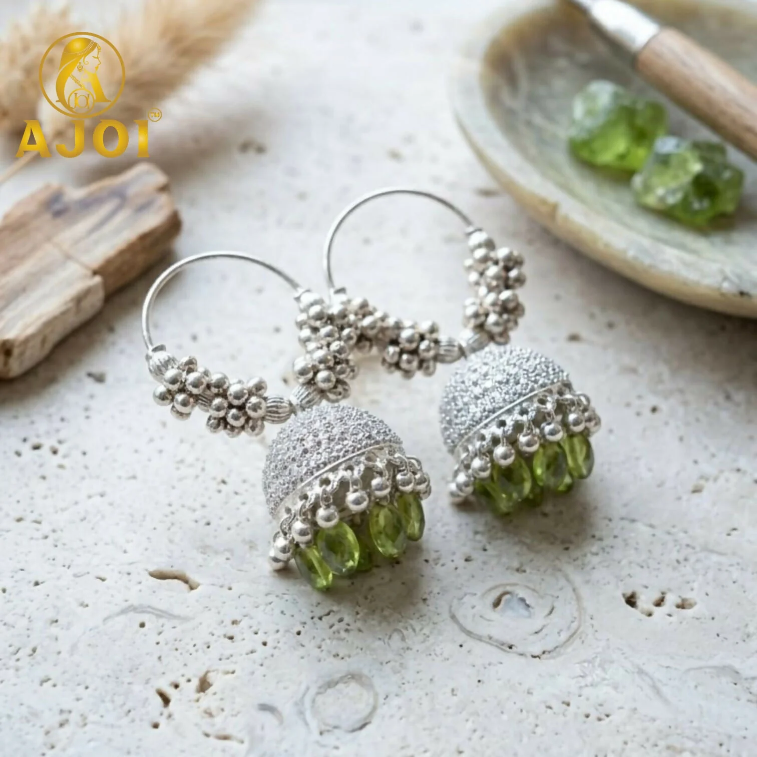 Silver Mint Green with Emerald Drops - Image 4