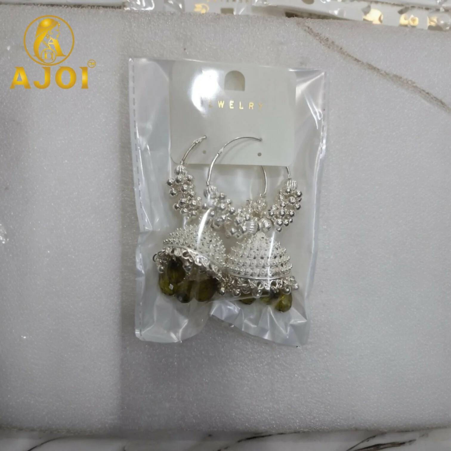 Silver Mint Green with Emerald Drops - Image 5