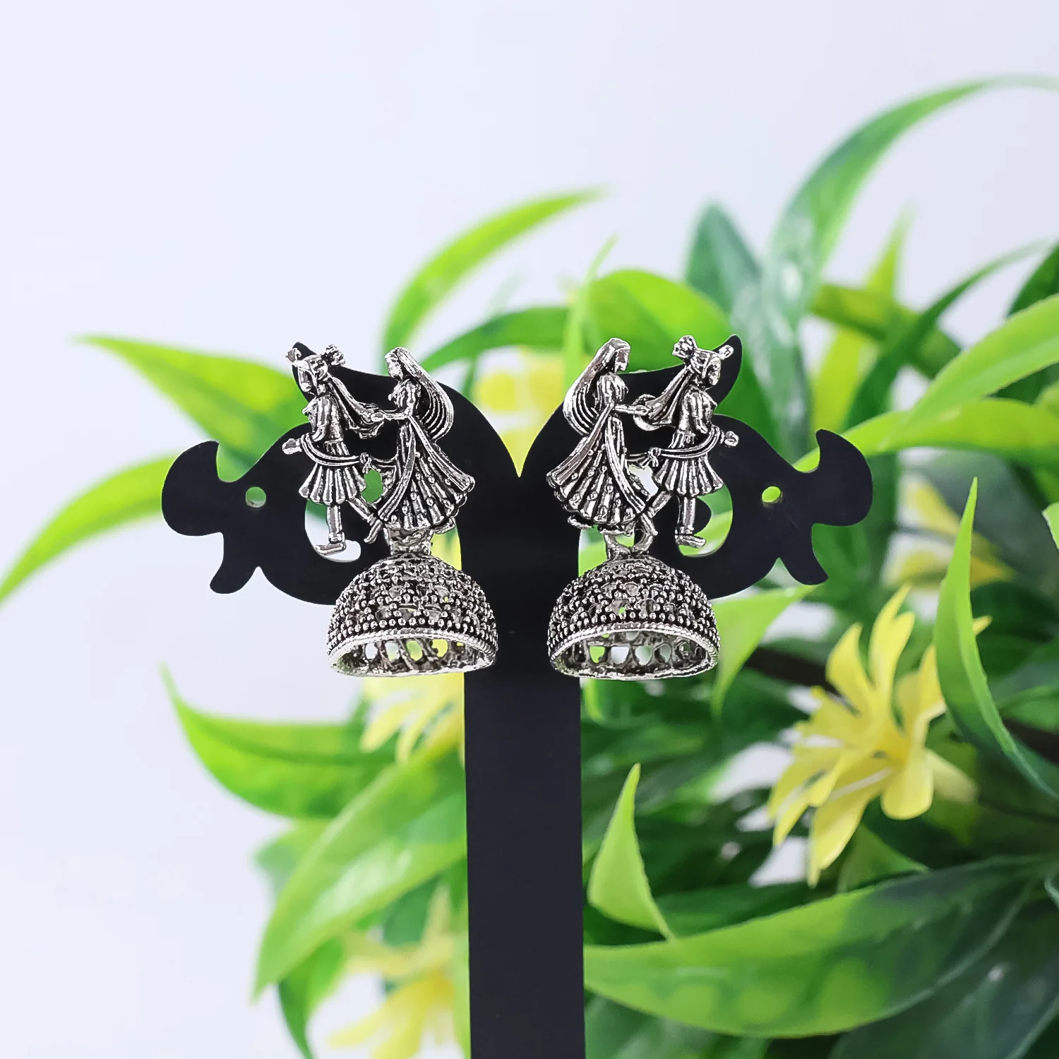Silver Oxidized Earrings With Different Pattern (3Pc) - Image 4
