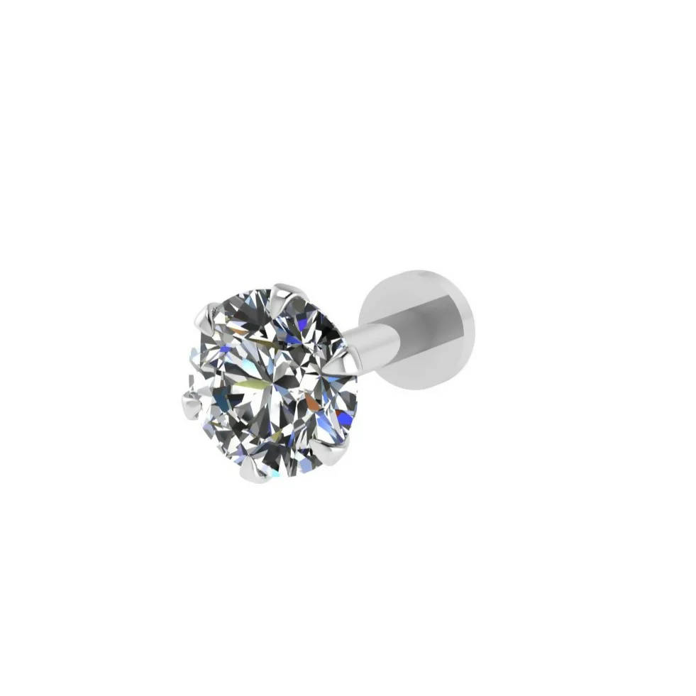 Silver Plated AD Flat Back Labret Stud Earring for women and girls - Image 3