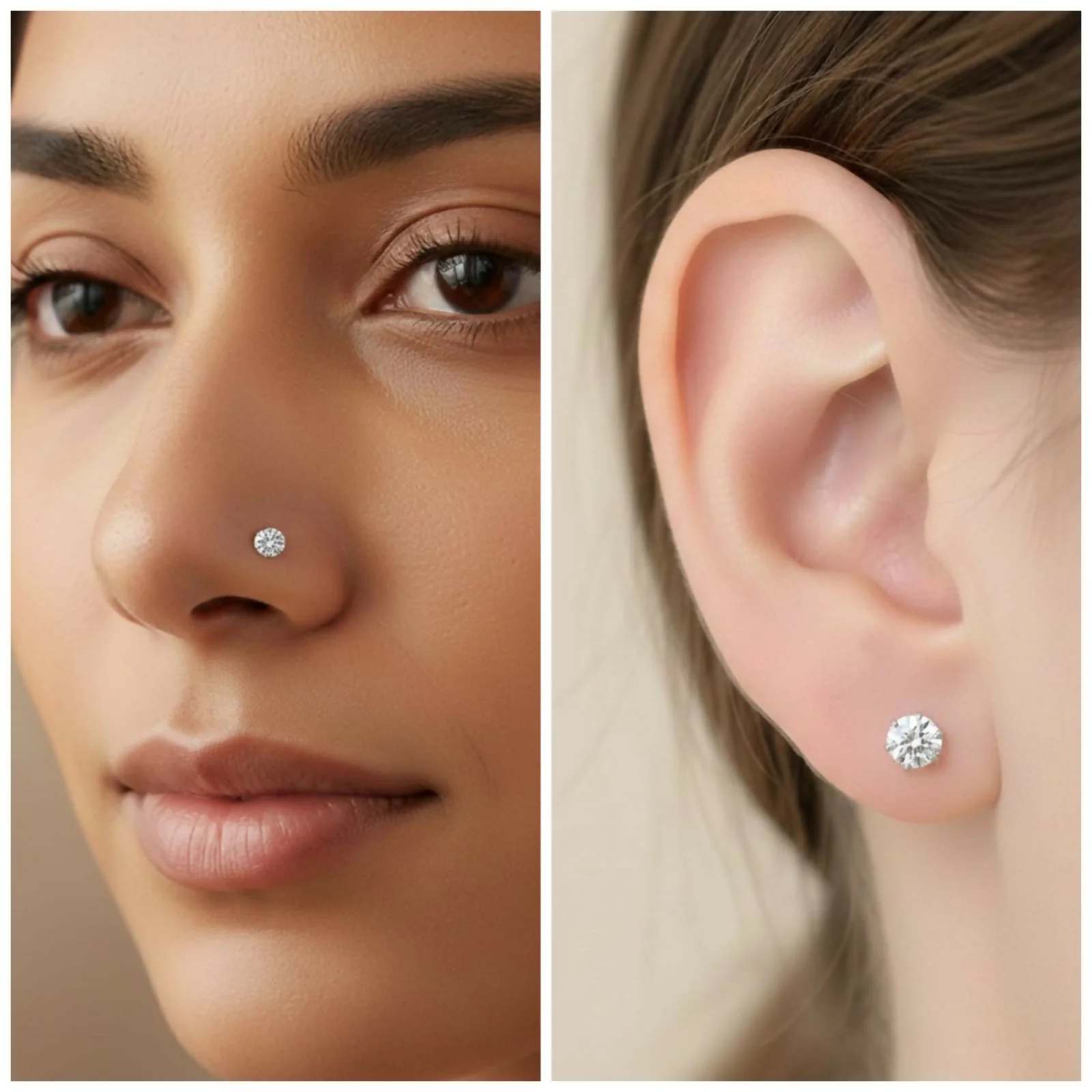 silver plated AD Nosepin stud Gold Flat Back for women and girls - Image 4