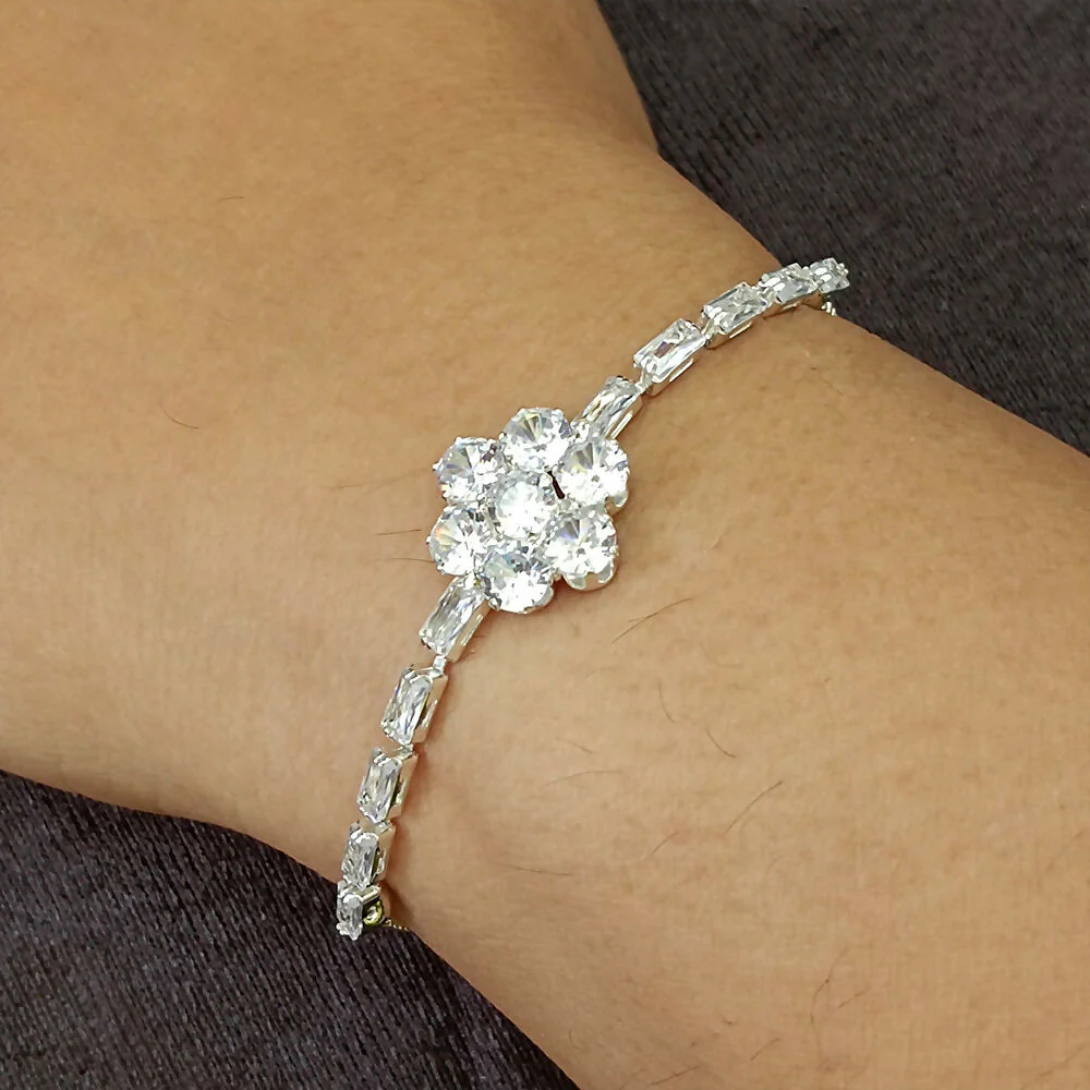 Silver Plated Ad Stone Adjustable Bracelet - Image 2