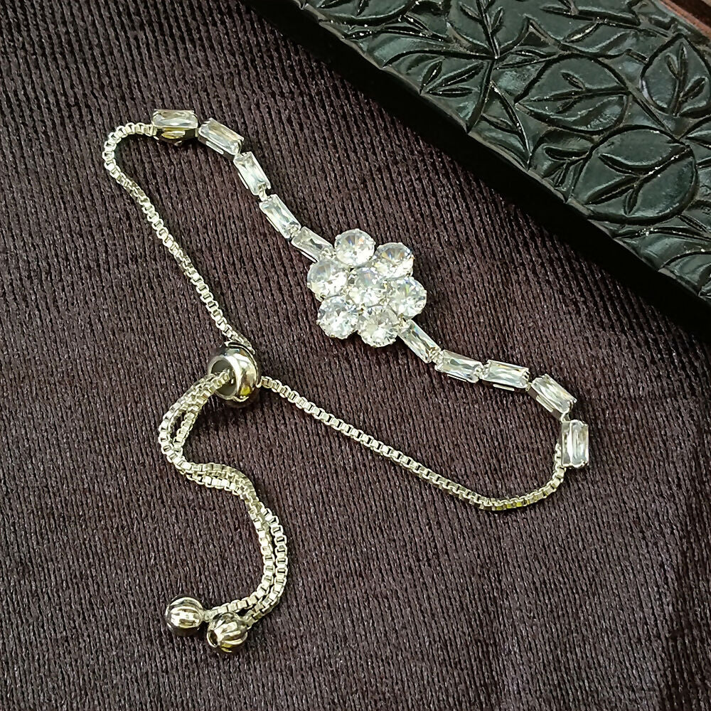 Silver Plated Ad Stone Adjustable Bracelet - Image 4