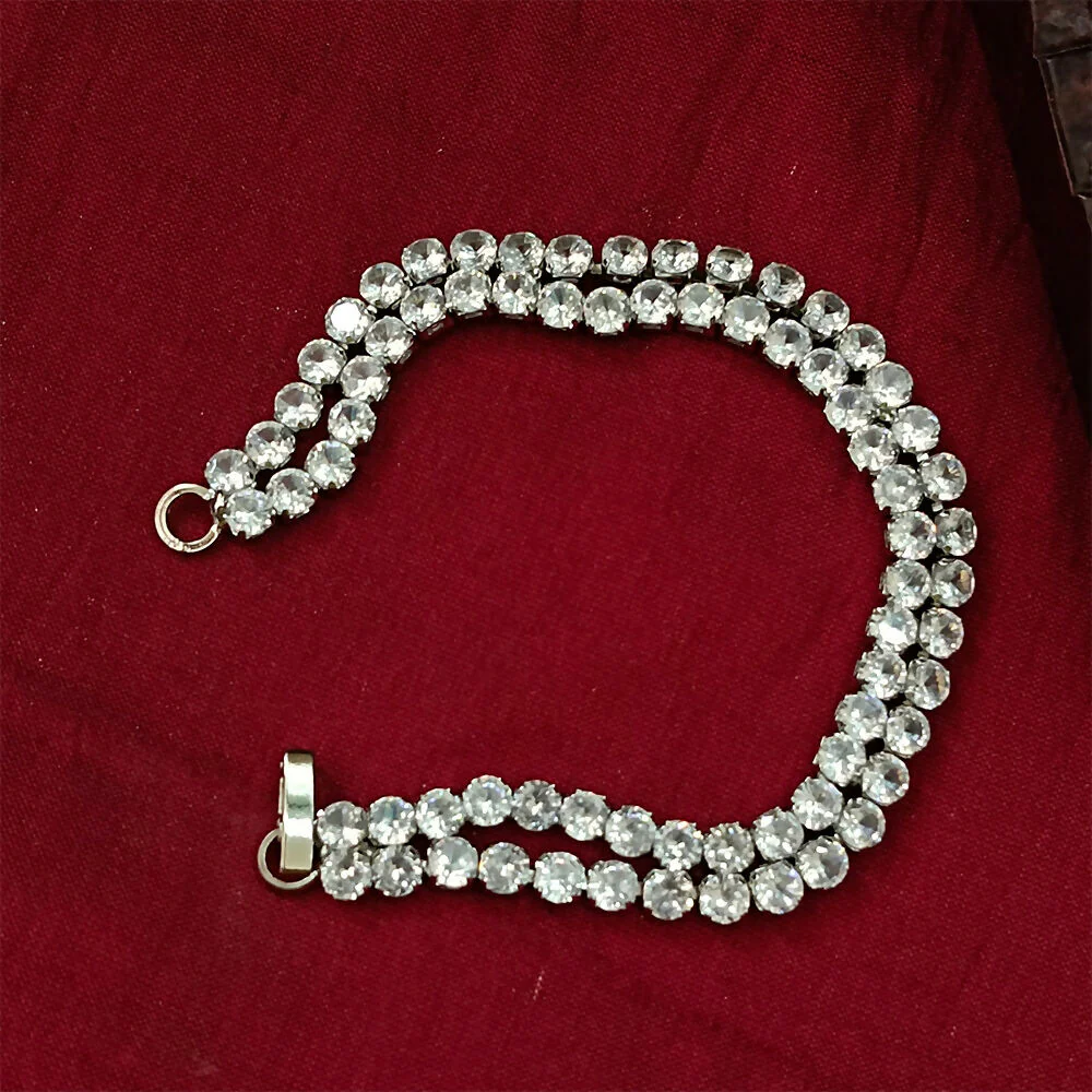 Silver Plated Ad Stone Double Line Bracelet - Image 2