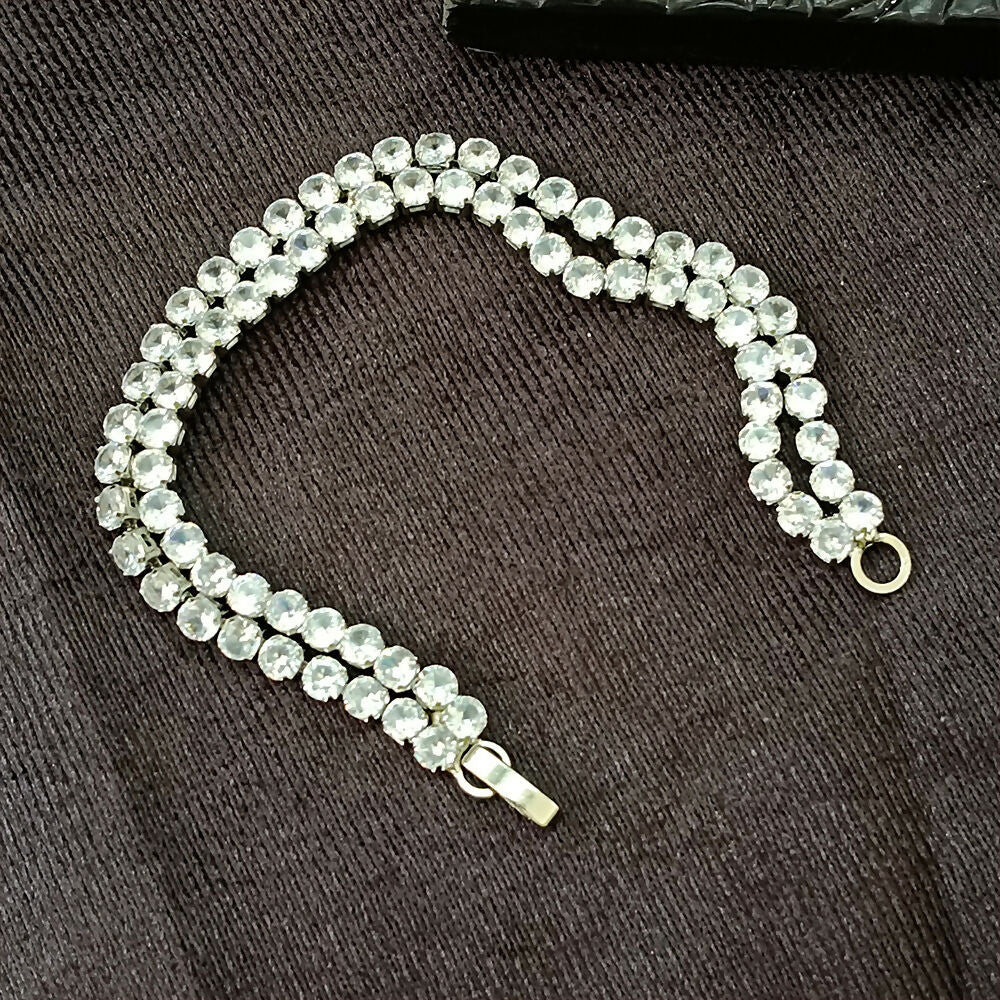 Silver Plated Ad Stone Double Line Bracelet - Image 3