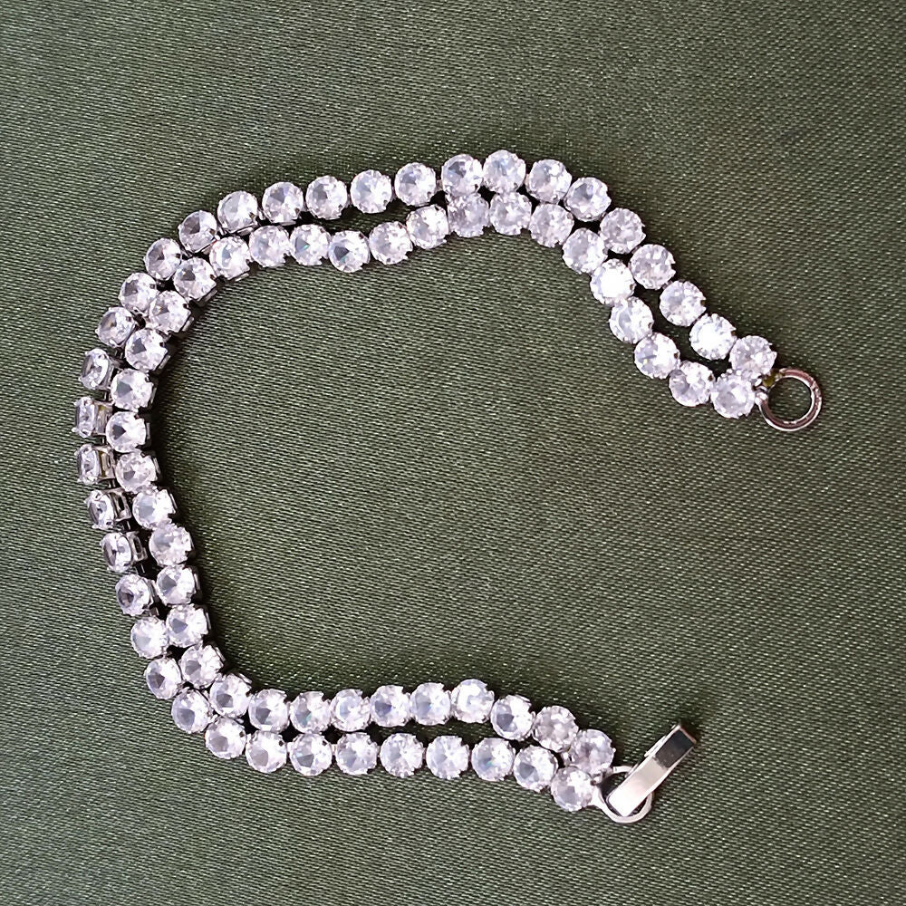 Silver Plated Ad Stone Double Line Bracelet - Image 4