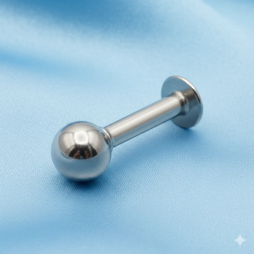 silver plated Back Stud Earring Internal Thread Labret for women and girls - Image 2