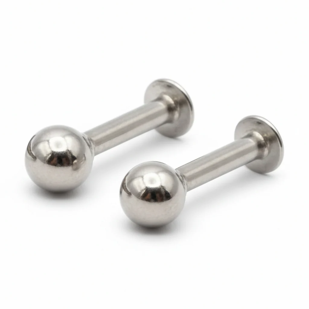 silver plated Back Stud Earrings Small Ball Labret Piercing for women and girls Combo Pack of 2 - Image 3