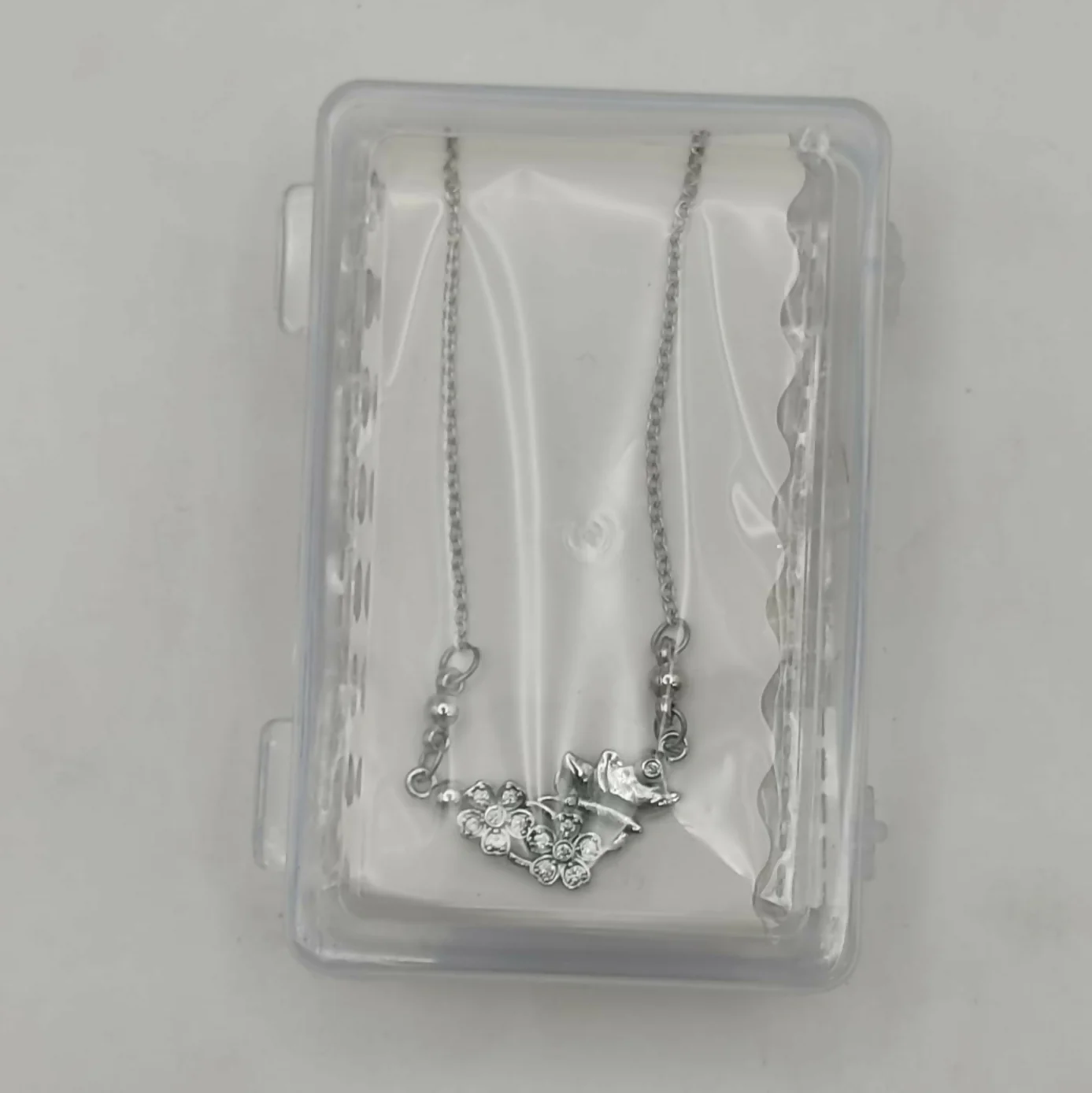 Silver Plated Butterfly & Crystal Floral Pendant Necklace For women and girls - Image 4
