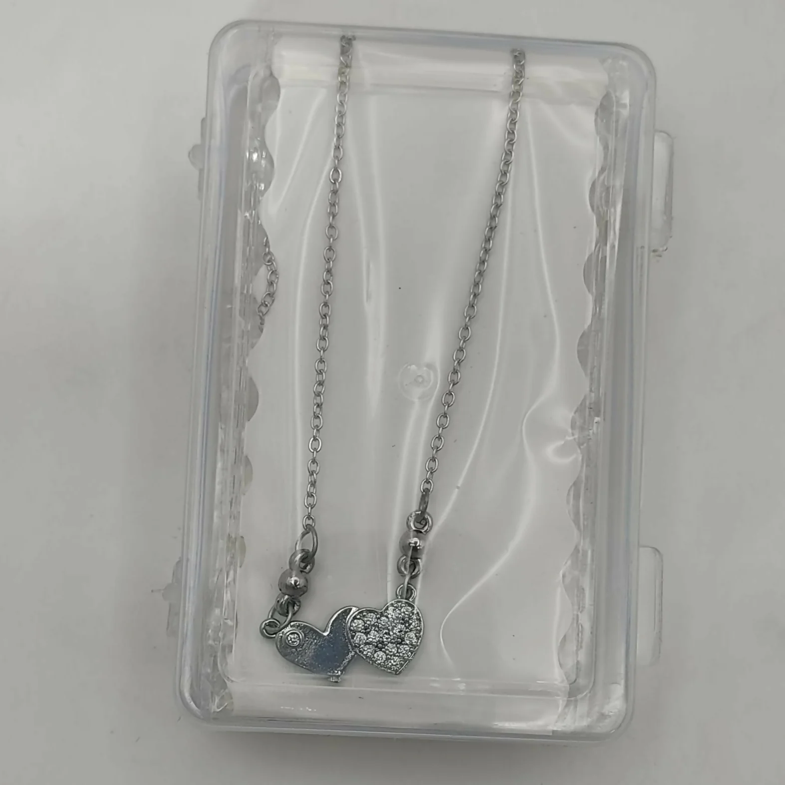 Silver plated Double Heart Pendant Necklace in Sterling For women and girls - Image 4