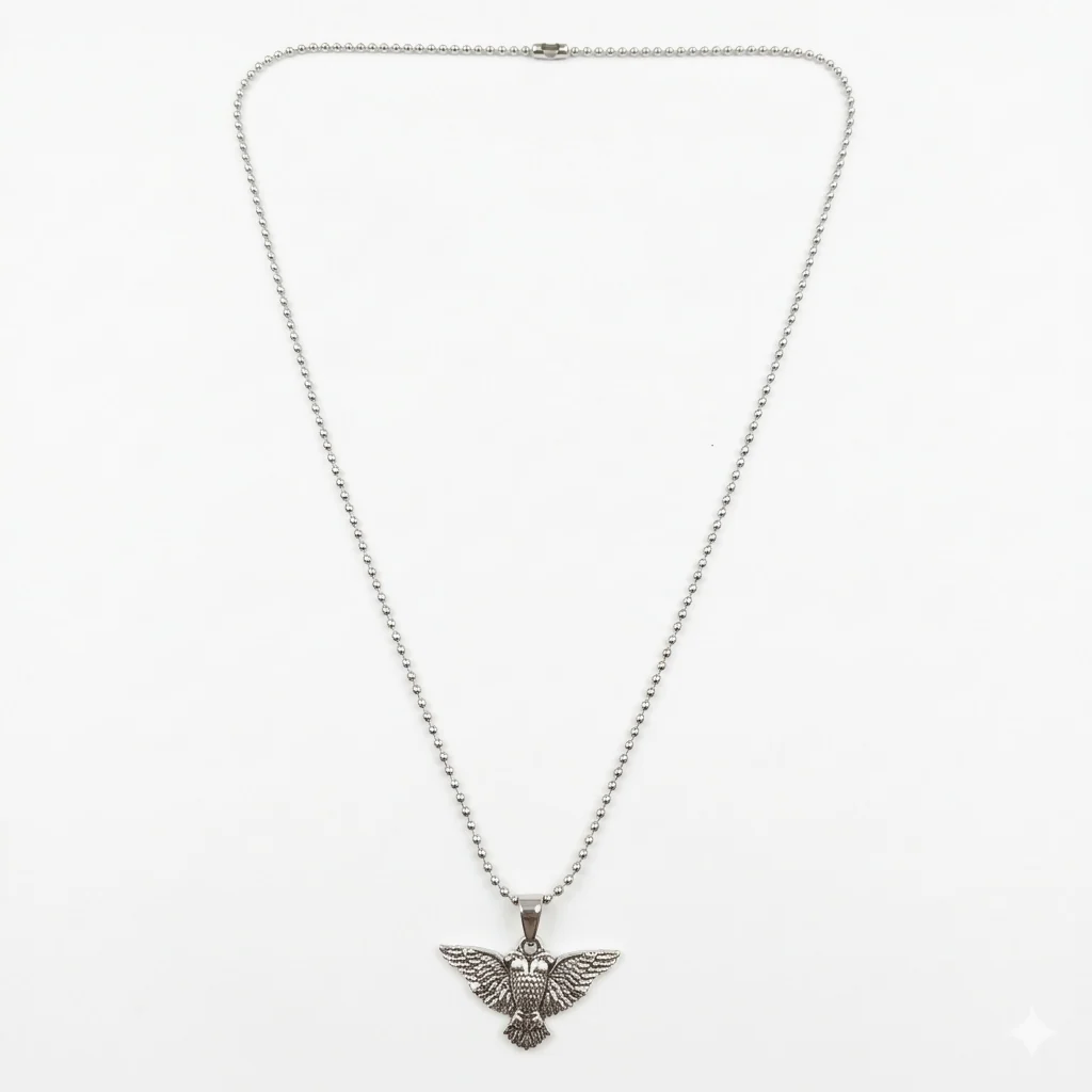 Silver-Plated Eagle Bird Pendant Chain for Men Stylish Statement Necklace - Image 3