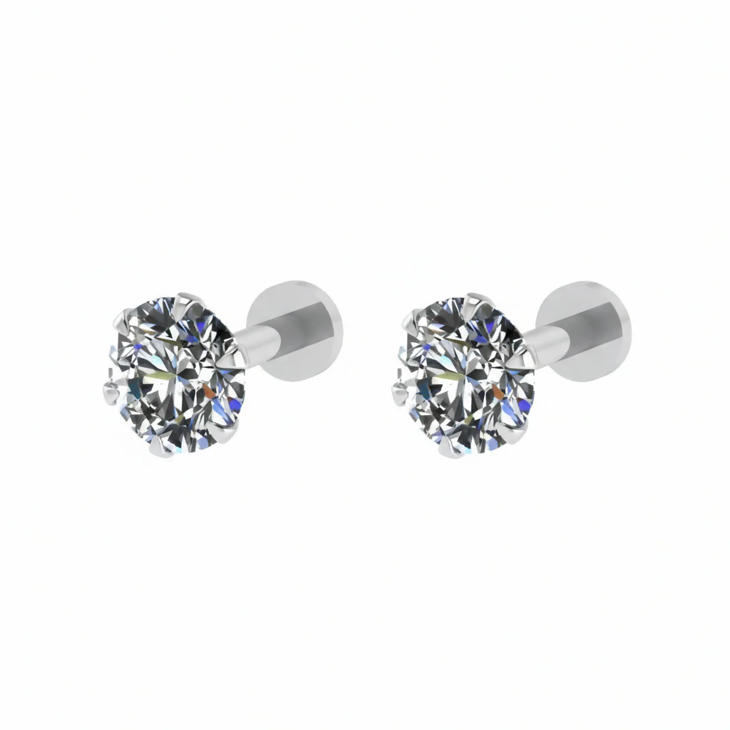 Silver Plated Flat Back AD Stud Earrings for women and girls Combo Pack of 2 - Image 3