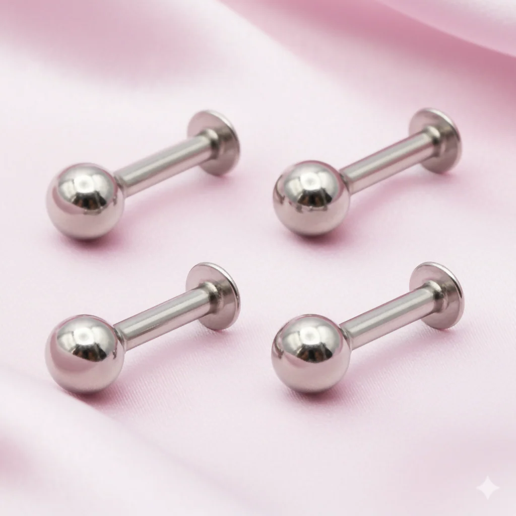silver plated Labret Stud nosepin Laung Koka Nathni for women and girls combo pack of 4 - Image 2