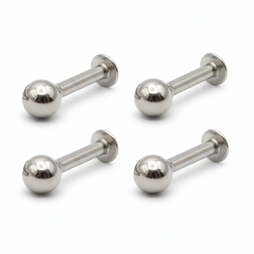 silver plated Labret Stud nosepin Laung Koka Nathni for women and girls combo pack of 4 - Image 3