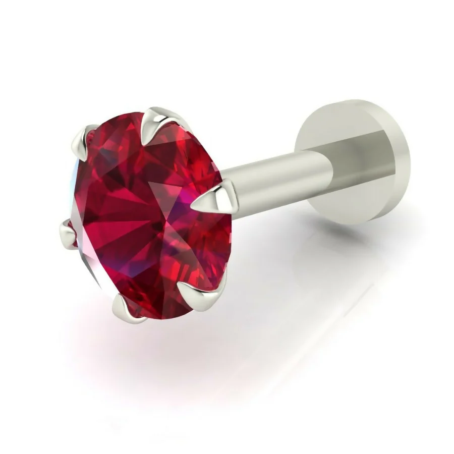 Silver Plated Red Ruby AD Stud NosePin for Women and girls - Image 3