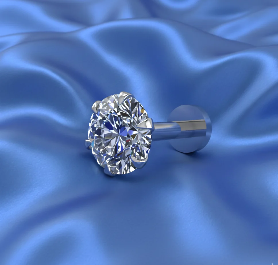 Silver Plated Round AD Solitaire Flat Back Stud Earrings for women and girls - Image 2