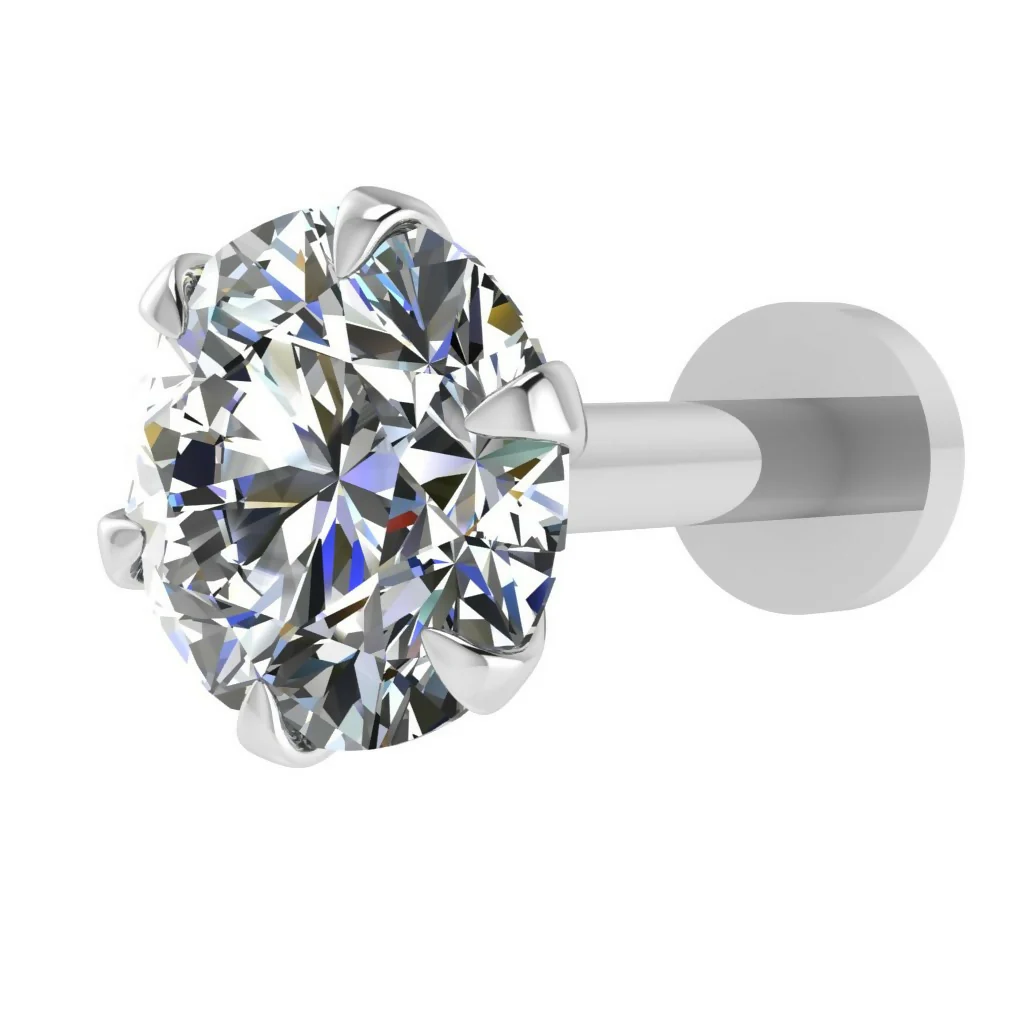 Silver Plated Round AD Solitaire Flat Back Stud Earrings for women and girls - Image 3