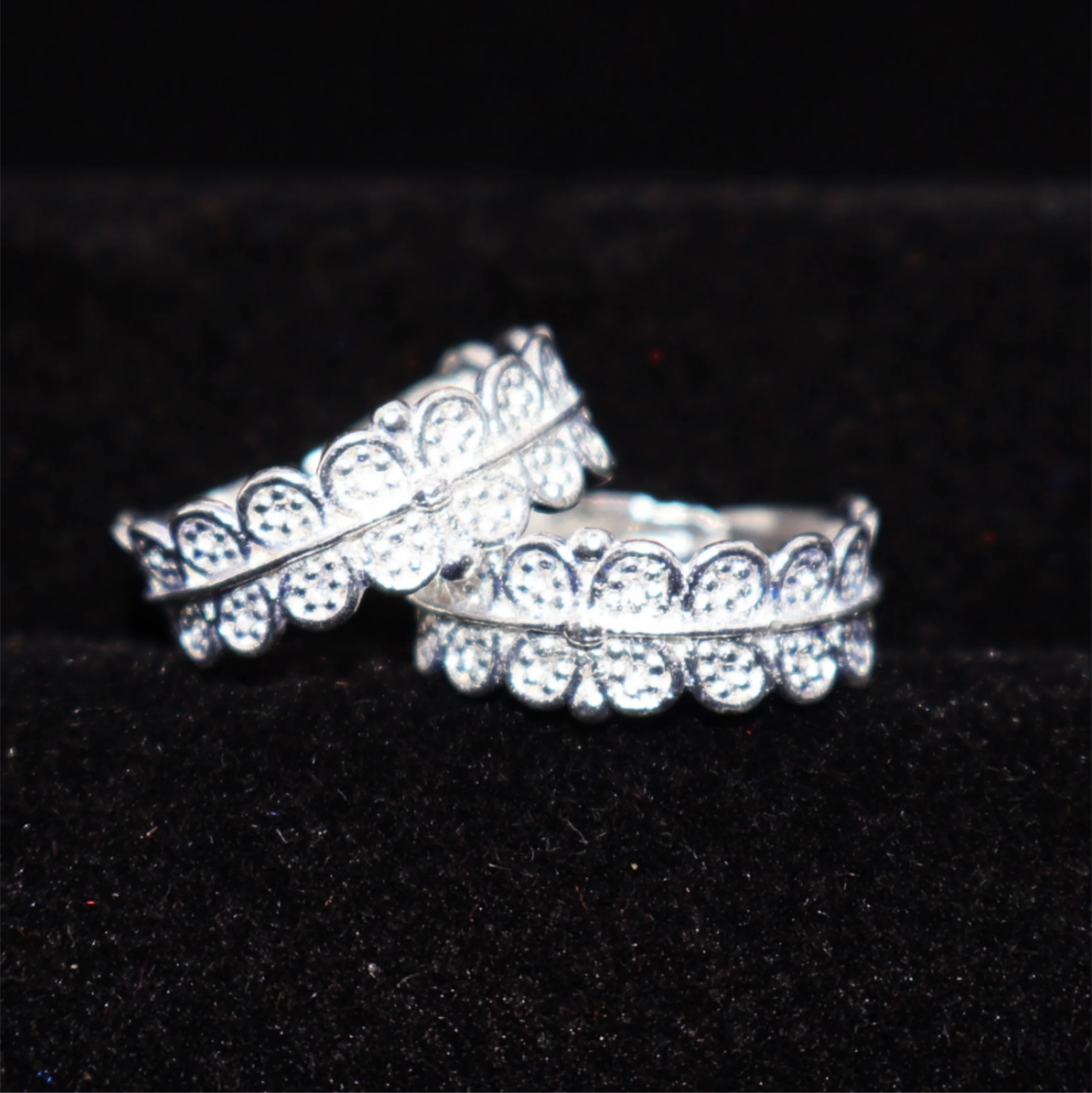 Silver Plated Scalloped Lace Adjustable Toe Ring Bichiya for Women and girls - Image 2