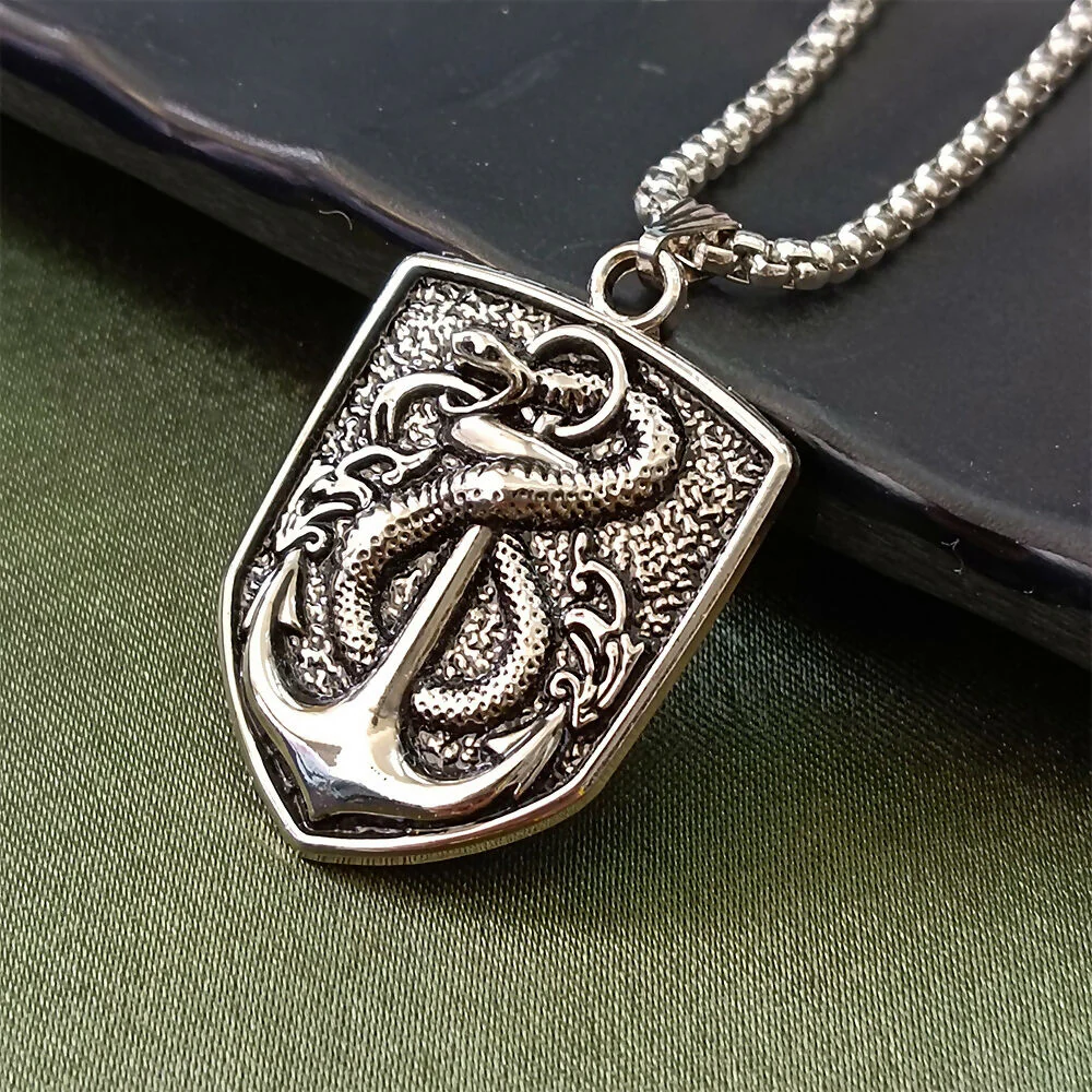 Silver Plated Shield Snake Pendant for Men - Image 5
