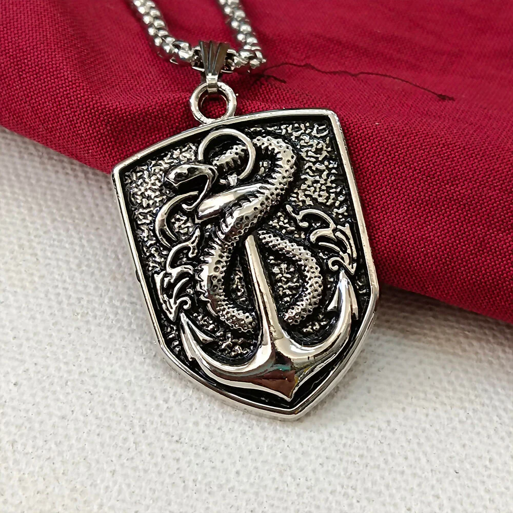 Silver Plated Shield Snake Pendant for Men - Image 6
