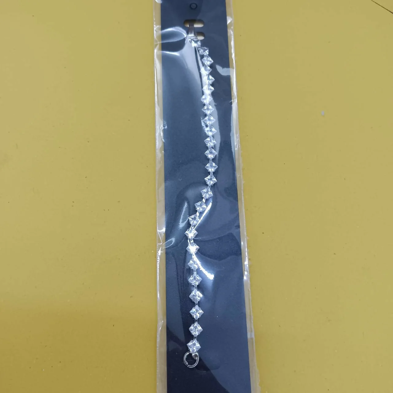 Silver Plated Square Ad Stone Chain Bracelet - Image 5