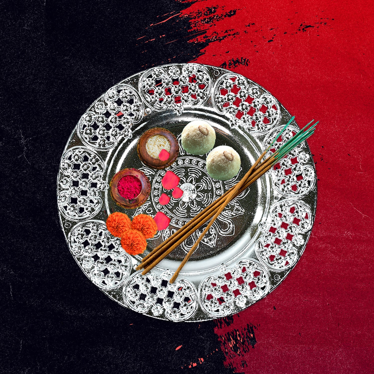 Beautiful 8-Inch Plastic Pooja Thali Set for Daily Use & Special Occasions - Image 3
