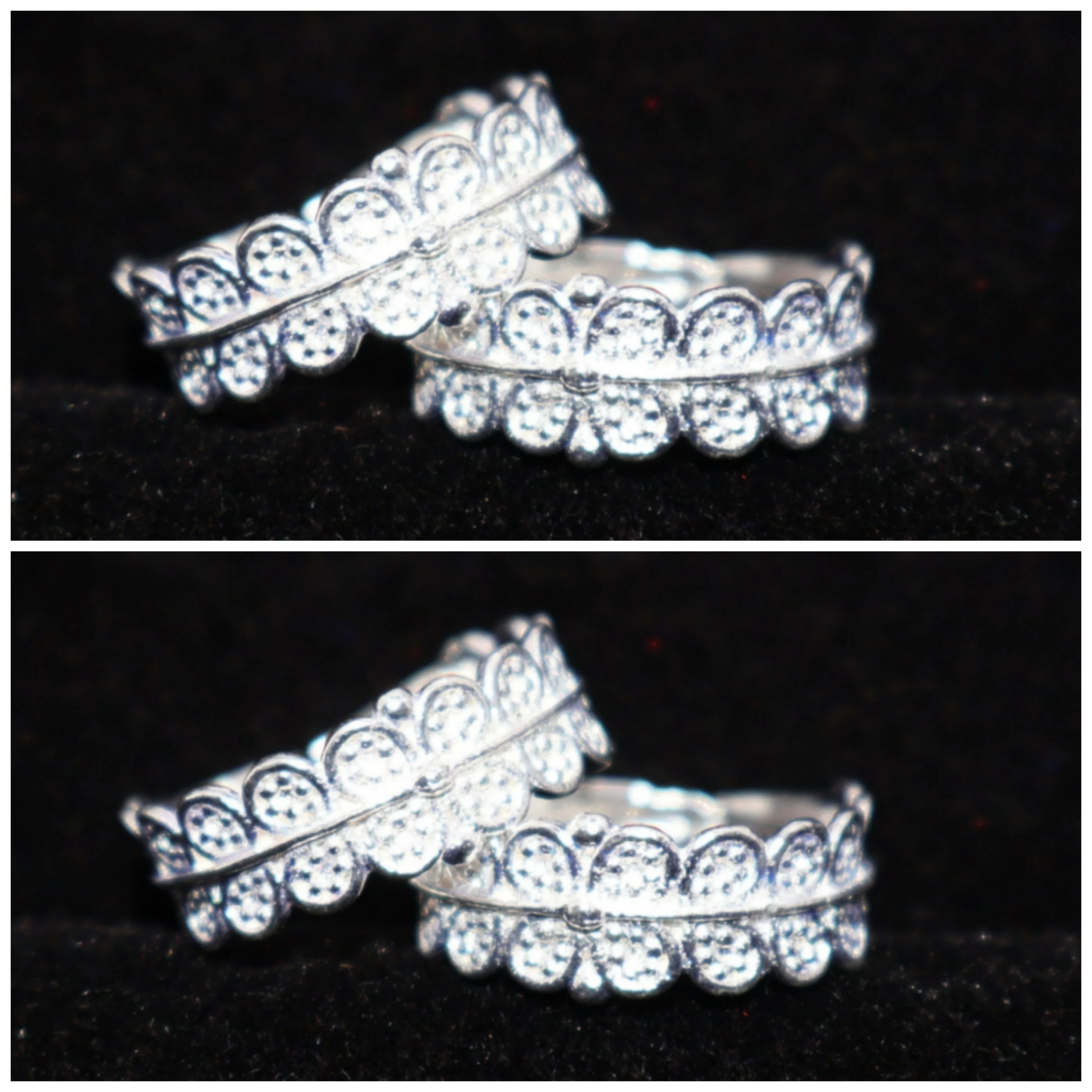 Silver Scalloped Lace Adjustable Toe Ring bichiya for Women and girls Combo Pack of 2 - Image 2