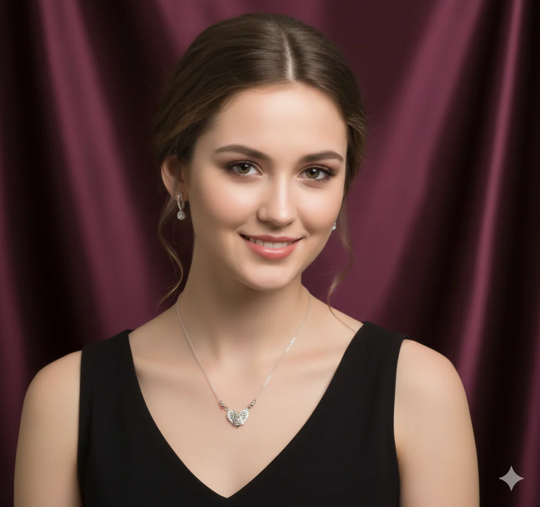 Silver Tone AD Filigree Heart Pendant Necklace for Women - Image 3