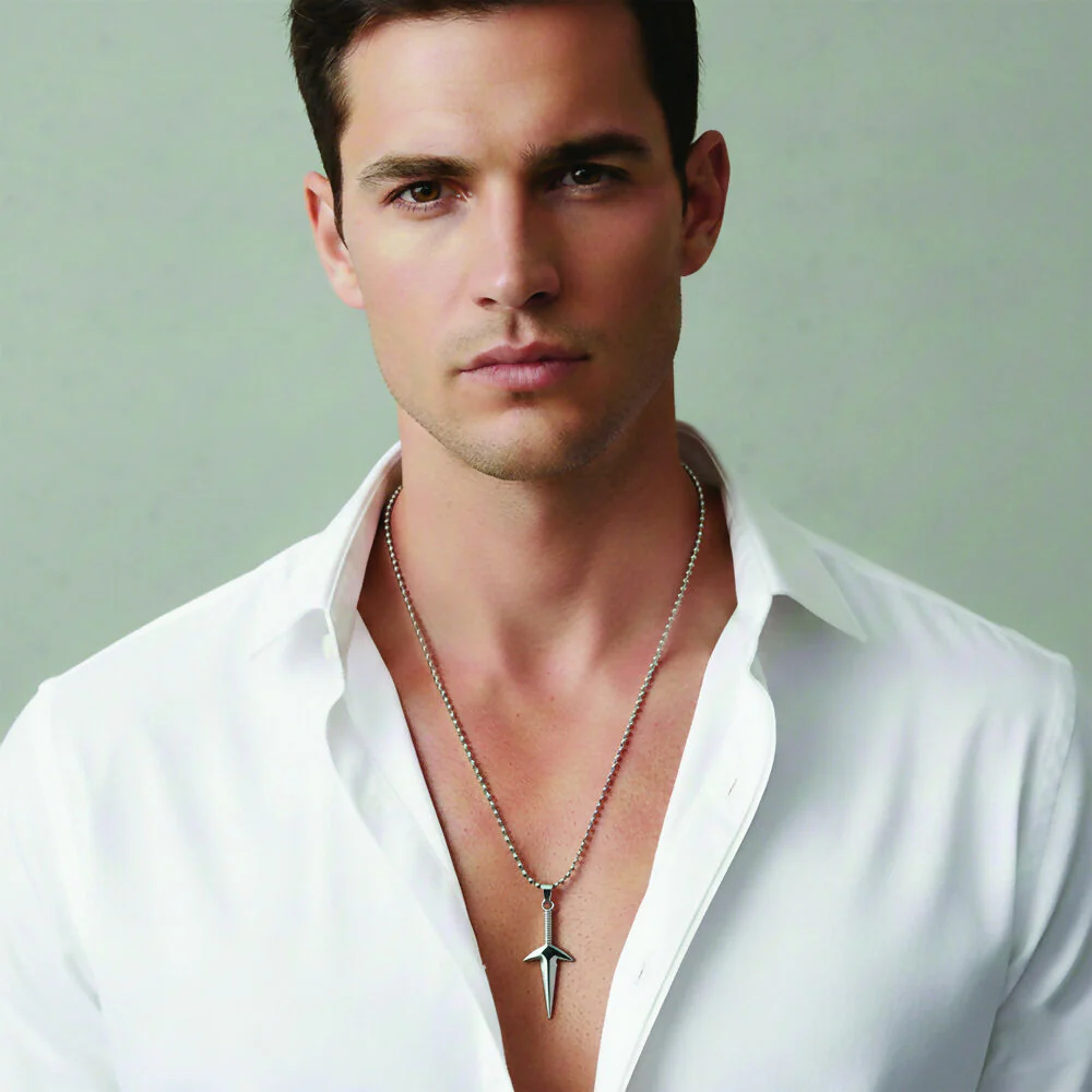Silver Tone Arrow Chain Pendent For mens - Image 2