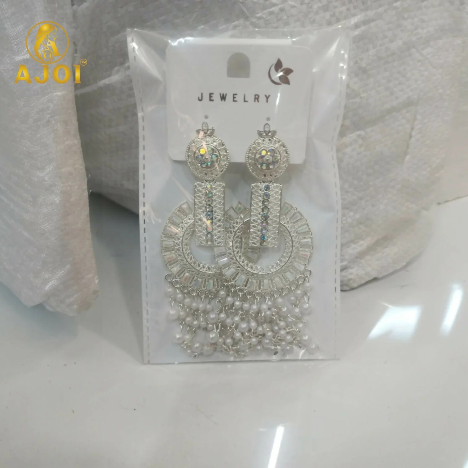 Silver-Tone Pearl Tassel Statement Earrings - Image 7