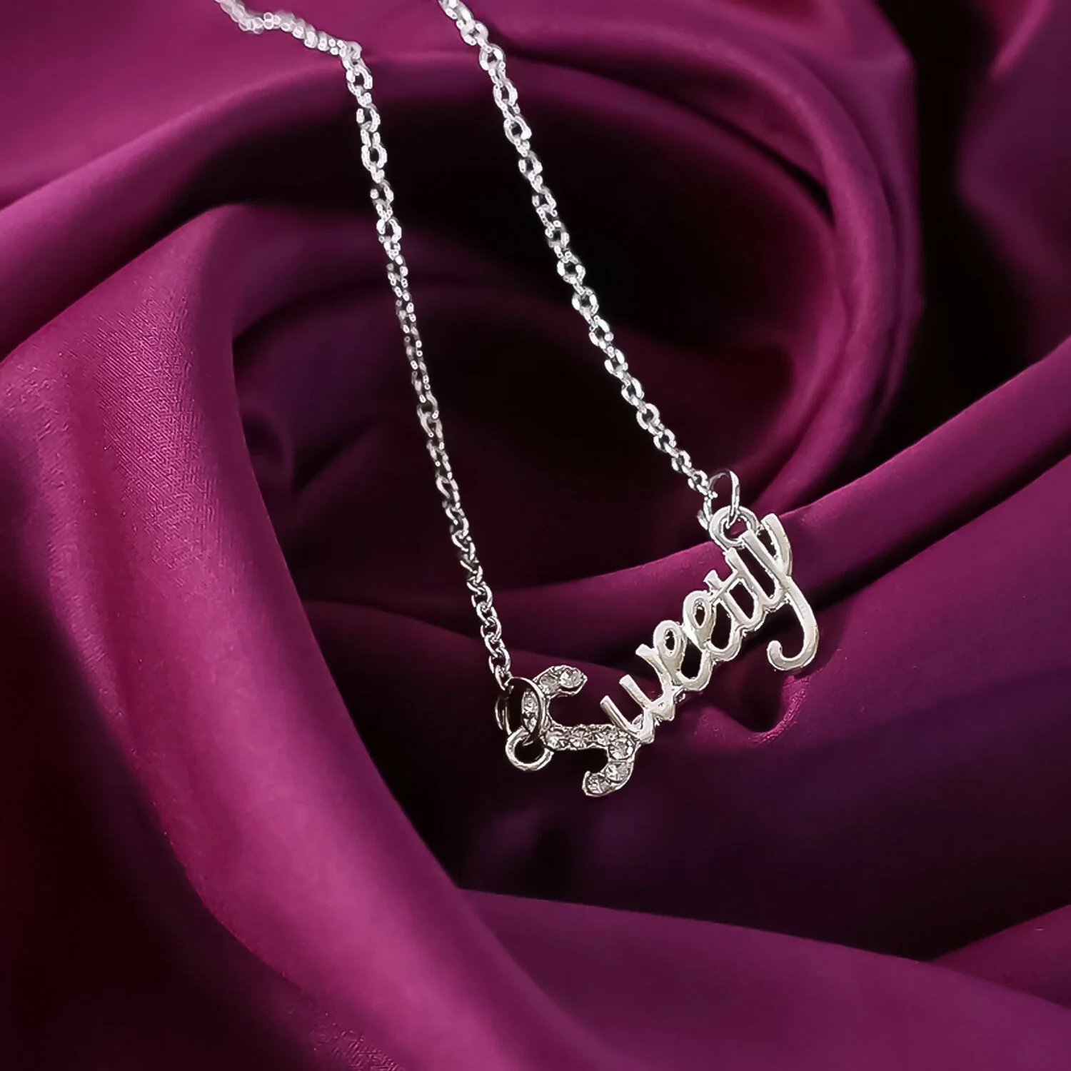 Silver-Tone "Sweety" Pendant Necklace in Elegant Display Case - Image 2