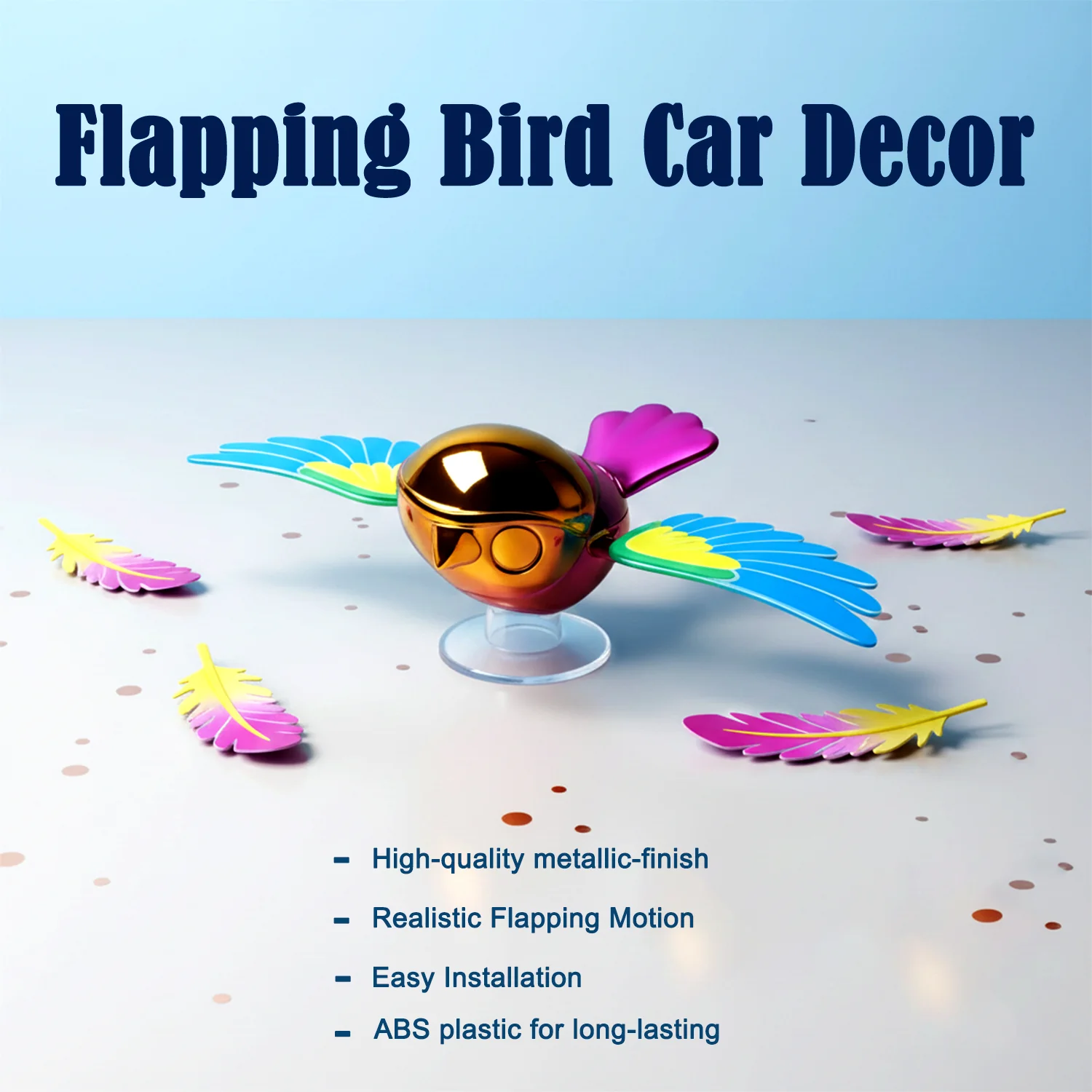 Simulated Flapping Bird Car Ornament | Creative Spinning Dashboard & Mirror Decor - Image 2