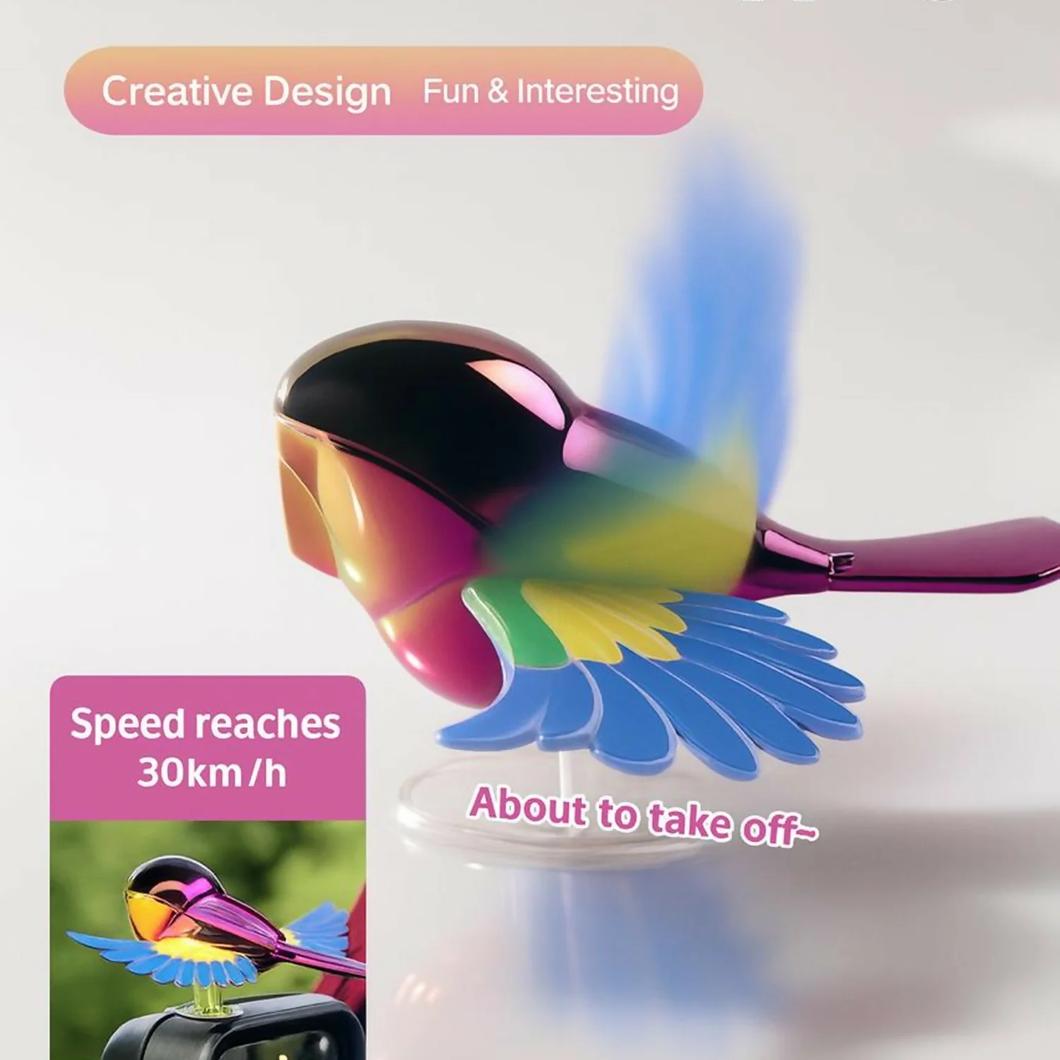 Simulated Flapping Bird Car Ornament | Creative Spinning Dashboard & Mirror Decor - Image 3