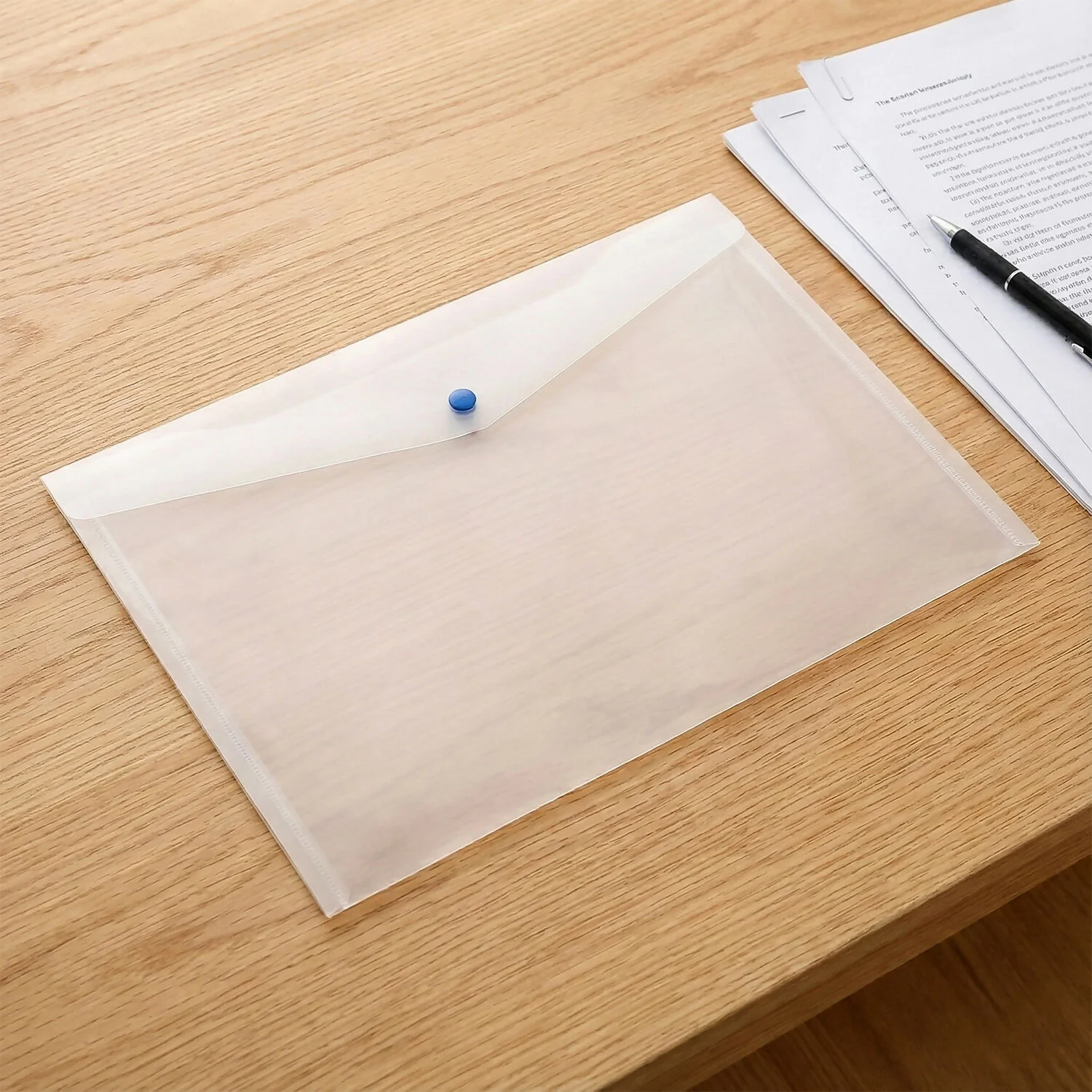 Single Pocket Button Closure Transparent Document File Folder – MIx Colour - Image 4