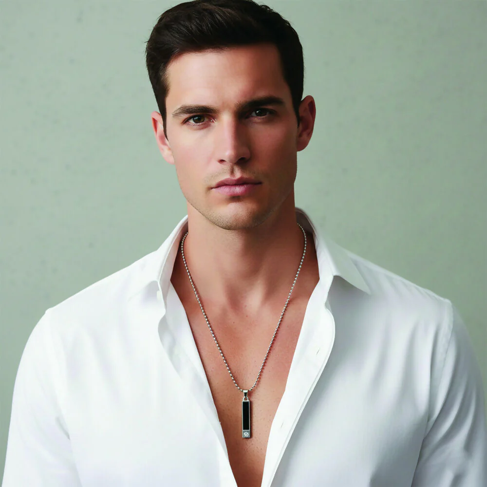 Sleek Rectangal Black Inaly Pendent For Mens - Image 2