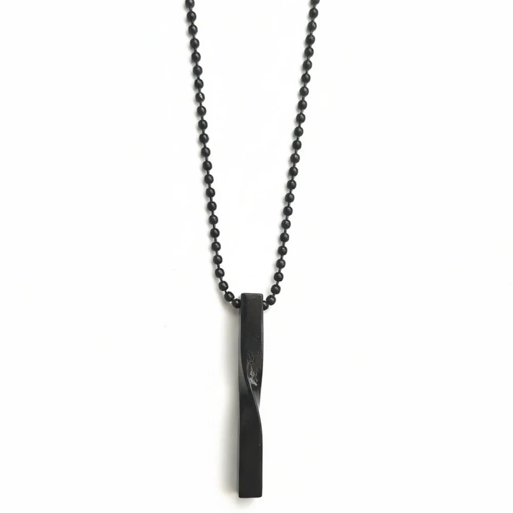 Sleek Twisted Black Bar Chain Pendant for Men - Image 4