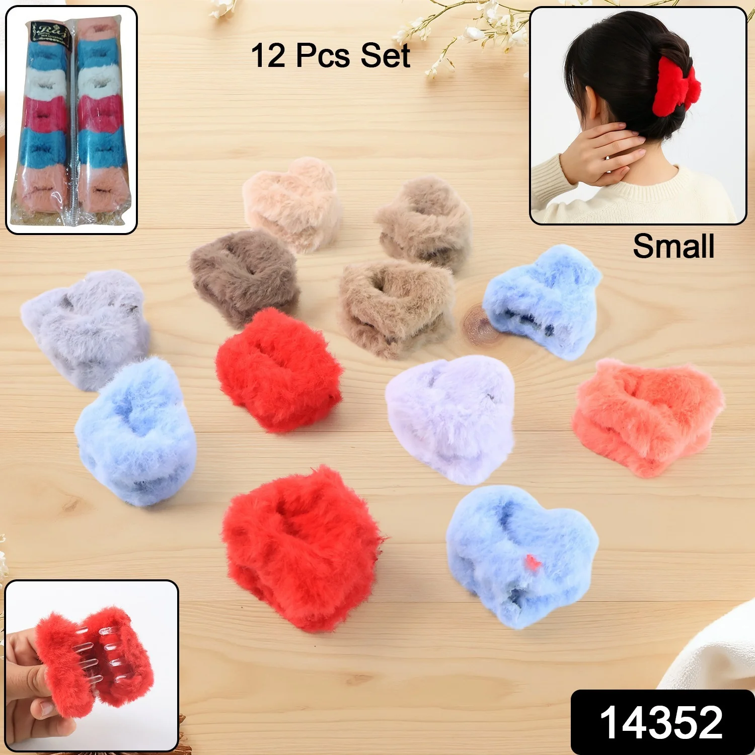 Small Hair Claw Clips, Plastic Fluffy Hair Claw Hair, Hair accessories (12 Pcs Set) - Image 2