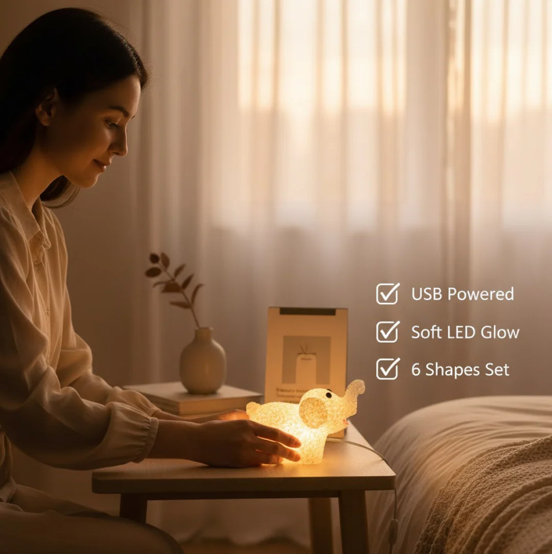 Decorative Multi Shape LED Night Lamp Set Cute Animal Design (6 Pc) - Image 6
