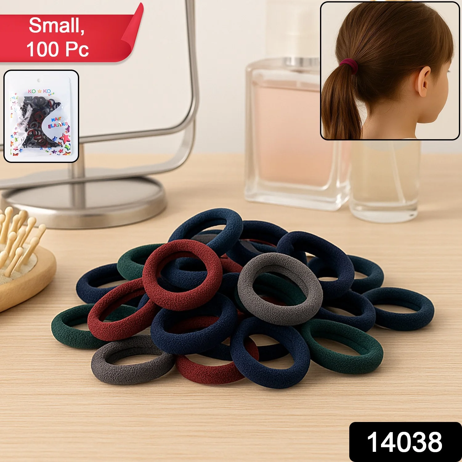 Small Hairbands Bands Hair Rubber Bands (Pack of 100 / Multicolour) - Image 2