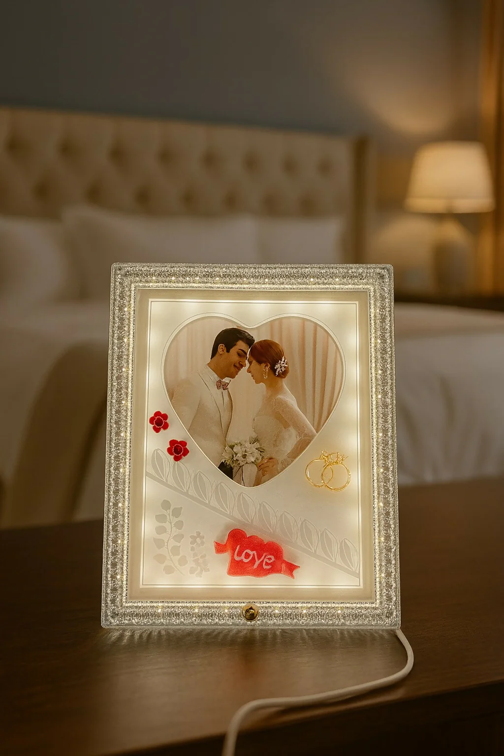 Small LED Photo Frame Lamp Heart & Love Design Customized Romantic Night Light - Image 3